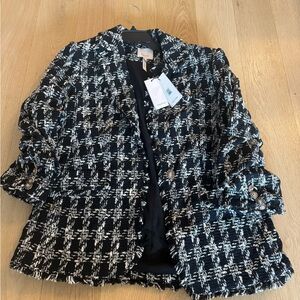 Cinq à Sept Black and White Tweed Blazer